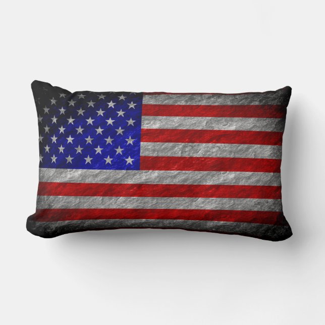 Grunge American Flag 4 Lumbar Pillow (Front)