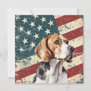 Grunge American Flag Beagle Hound Dog Flat Card