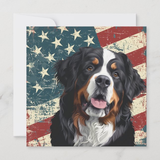 Grunge American Flag Bernese Mountain Dog (Front)