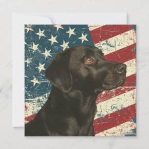 Grunge American Flag Black Labrador Flat Card