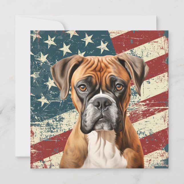 Grunge American Flag Boxer Dog (Front)