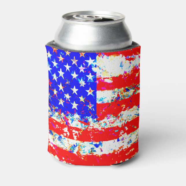 Grunge American Flag Can Cooler (Can Back)
