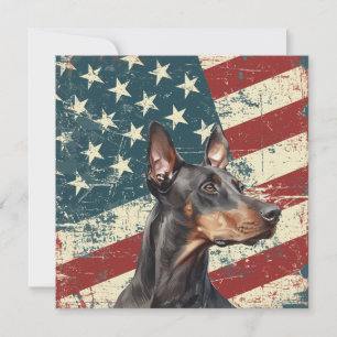 Grunge American Flag Doberman Pinscher Flat Card