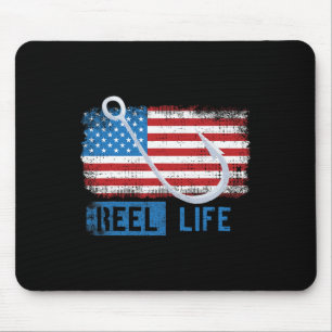 Grunge American Flag Fisherman Graphic Mouse Pad