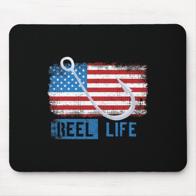 Grunge American Flag Fisherman Graphic  Mouse Pad (Front)
