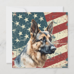 Grunge American Flag German Shepherd Dog Flat Card