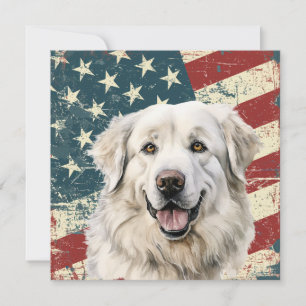 Grunge American Flag Great Pyrenees Flat Card