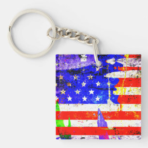 Grunge American Flag Keychain