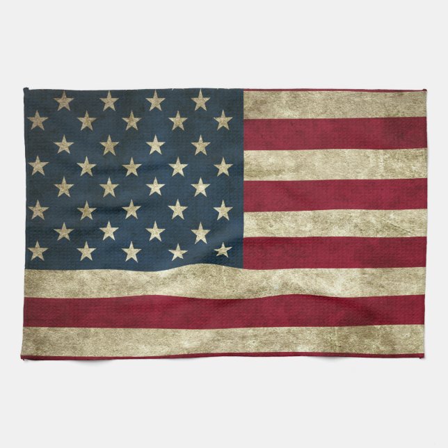 Grunge American Flag Kitchen Towel (Horizontal)