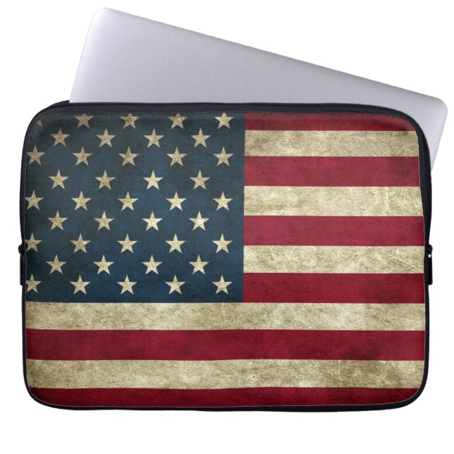 Grunge American Flag Laptop Sleeve (Front)