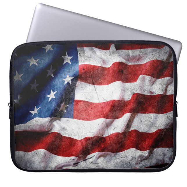 Grunge American flag Laptop Sleeve (Front)