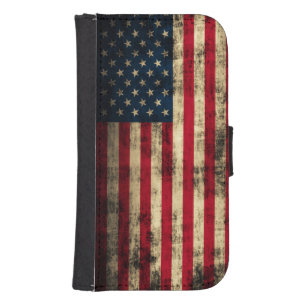 Grunge American Flag Samsung S4 Wallet Case