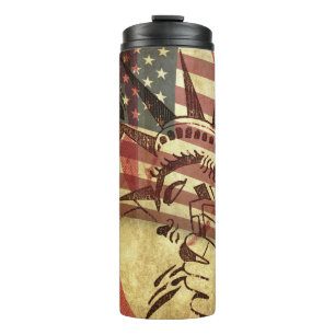 Grunge American flag: textured background. Thermal Tumbler