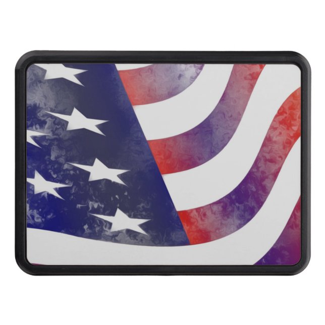 Grunge American Flag Trailer Hitch Cover (Front)