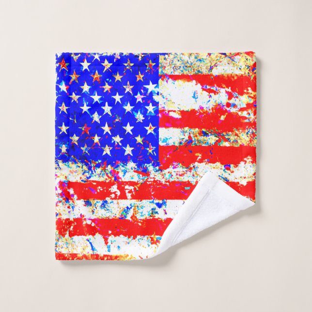 Grunge American Flag Wash Cloth (Wash Cloth)