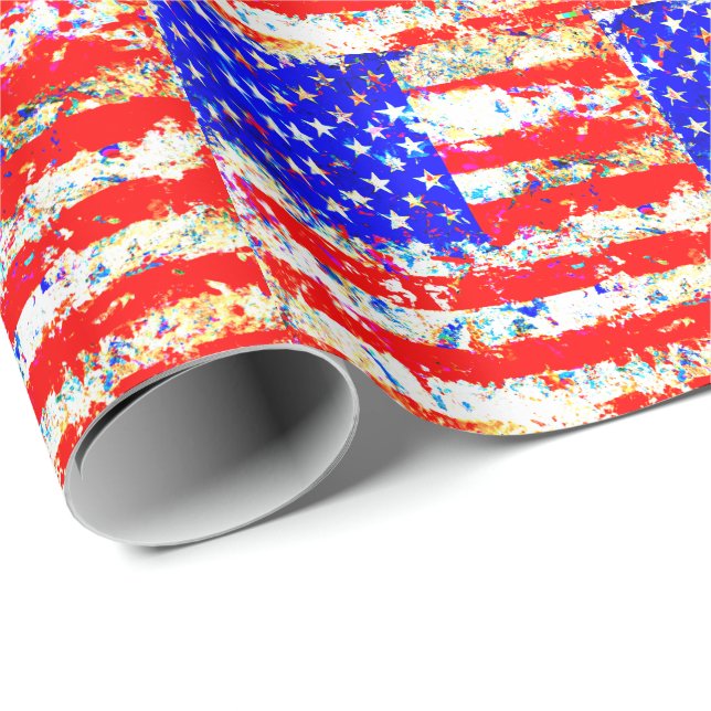Grunge American Flag Wrapping Paper (Roll Corner)