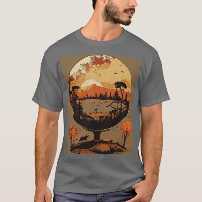  Grunge Anthropomorphic Globe T-Shirt (Front)