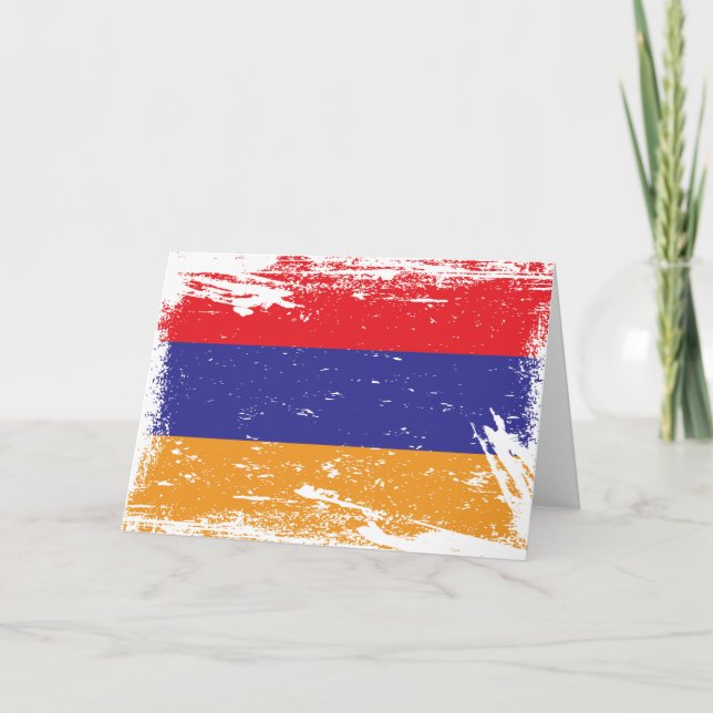 Grunge Armenia Flag Card (Front)