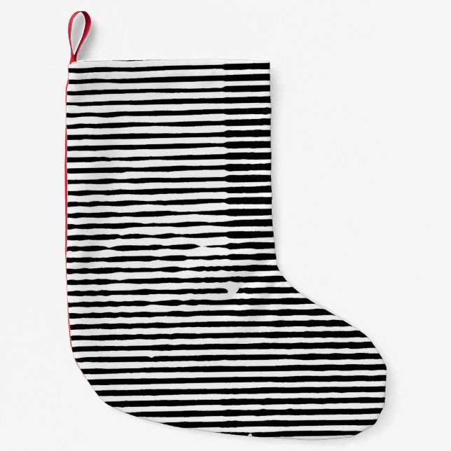 grunge art abstract rough random horizontal lines  small christmas stocking (Front)