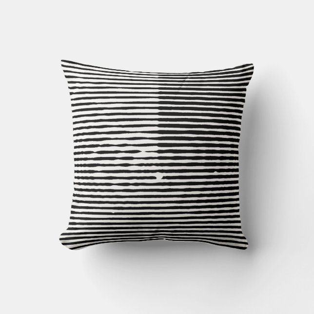 grunge art abstract rough random horizontal lines  throw pillow (Front)