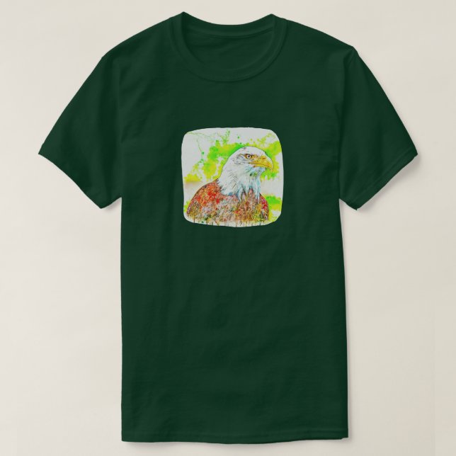 Grunge Art Bald Eagle T-Shirt (Design Front)
