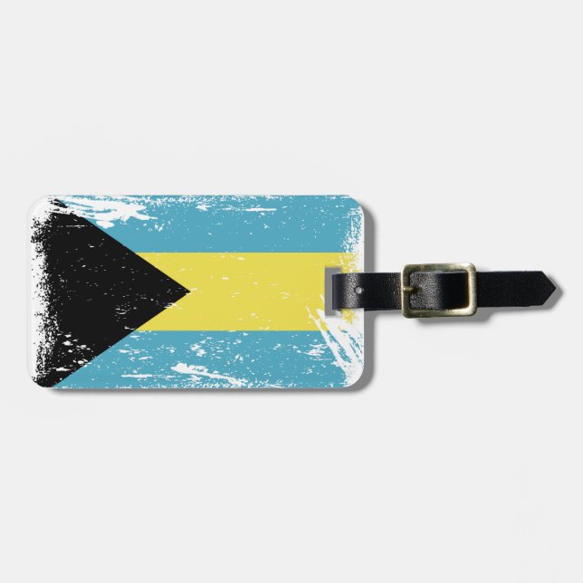 Grunge Bahamas Flag Luggage Tag (Front Horizontal)