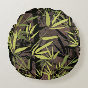 Grunge bamboo forest. round pillow