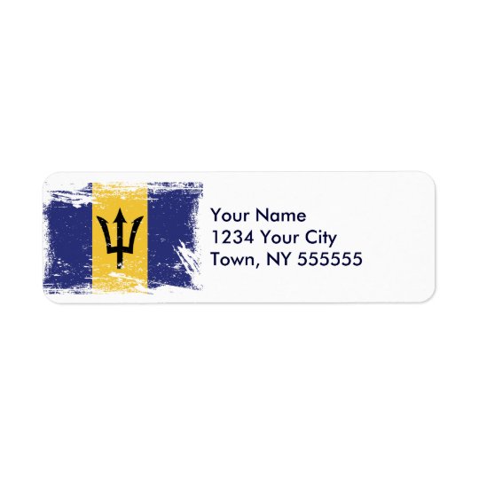 Grunge Barbados Flag Return Address Label