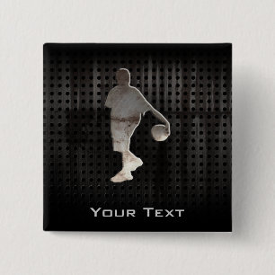 Grunge Basketball 2 Inch Square Button