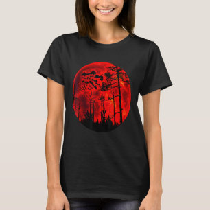 Grunge Bats Flying Gothic Blood Red Moon T-Shirt