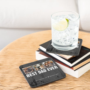 Grunge Best Dad Ever Father's Day Photos Coaster