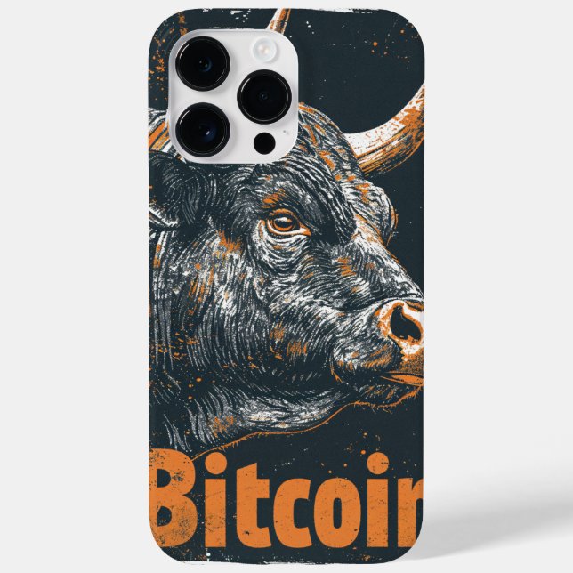 Grunge Bitcoin Bull Blockchain design Case-Mate iPhone Case (Back)