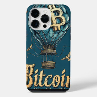 Grunge Bitcoin hot air balloon Blockchain design iPhone 14 Pro Max Case