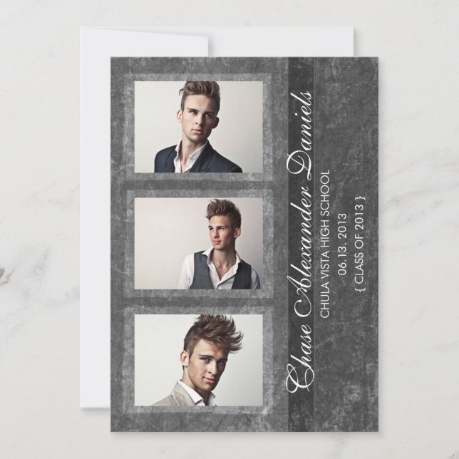 Grunge Black 2013 Graduation Announcement (Front)