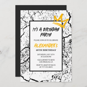 Grunge Black 48th birthday invitation  Graffiti  