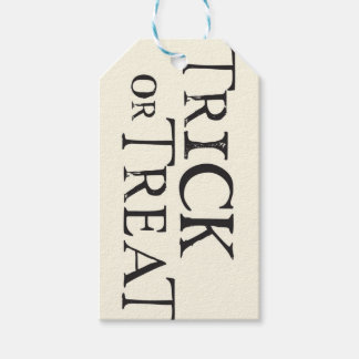 Grunge Black and Cream Trick or Treat Tags