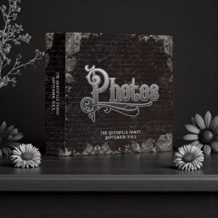 Grunge Black and Gray Family Photo Album Binder