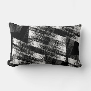 Grunge black and white abstraction. lumbar pillow