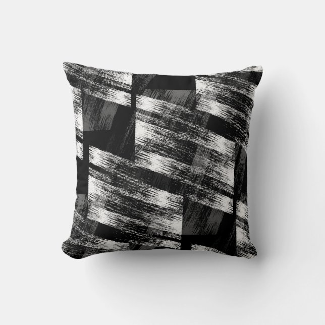 Grunge black and white abstraction. throw pillow (Front)