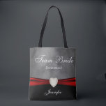 Grunge Black, Grey and Red Team Bride Tote Bag<br><div class="desc">Team Bride Tote Bag. A great gift for your bridesmaids, maid of honour or matron of honour, etc... 100% Customizable. Ready to Fill in the box(es) or Click on the CUSTOMIZE button to add, move, delete, resize or change any of the font or graphics. Made with high resolution vector and/or...</div>