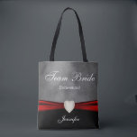 Grunge Black, Grey and Red Team Bride Tote Bag<br><div class="desc">Team Bride Tote Bag. A great gift for your bridesmaids, maid of honour or matron of honour, etc... 100% Customizable. Ready to Fill in the box(es) or Click on the CUSTOMIZE button to add, move, delete, resize or change any of the font or graphics. Made with high resolution vector and/or...</div>