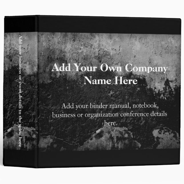 Grunge Black Paint Faux Finish Design Binder (Front/Spine)