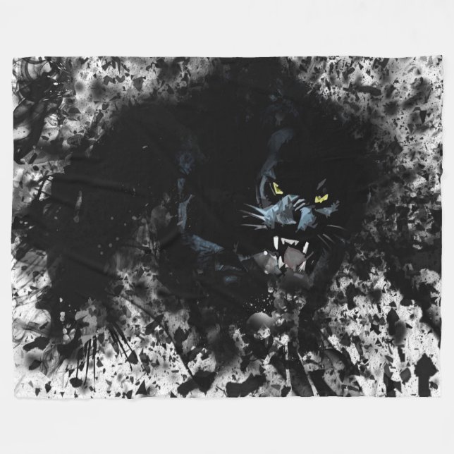 Grunge Black Panther Fleece Blanket (Front (Horizontal))