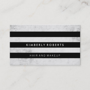 Grunge Black / White Stripes Modern Business Card