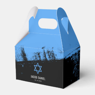 Grunge Blue Black Bar Mitzvah Personalized Favor Box