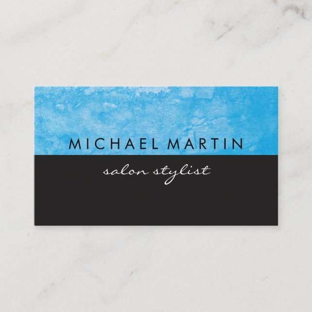 Grunge Blue Black Two Tone Business Card (Front)