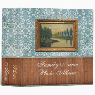 Grunge Blue Damask Photo Album Binder