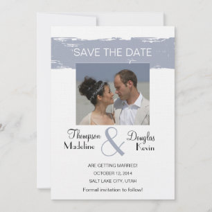 Grunge Blue -photo save the date card