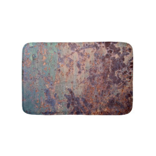 Grunge Blue Rusted Metal Pattern Bath Mat