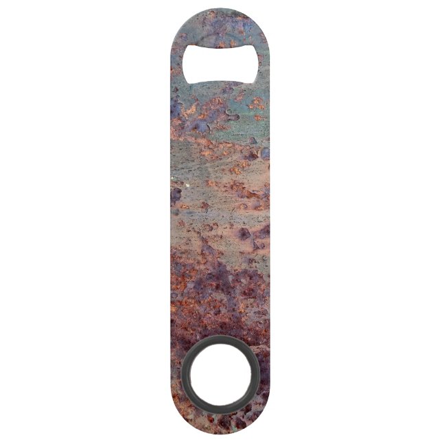 Grunge Blue Rusted Metal Pattern Speed Bottle Opener (Front)